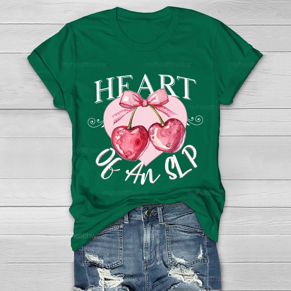 Heart Of An SLP  Cherry  Healthwear T-shirt