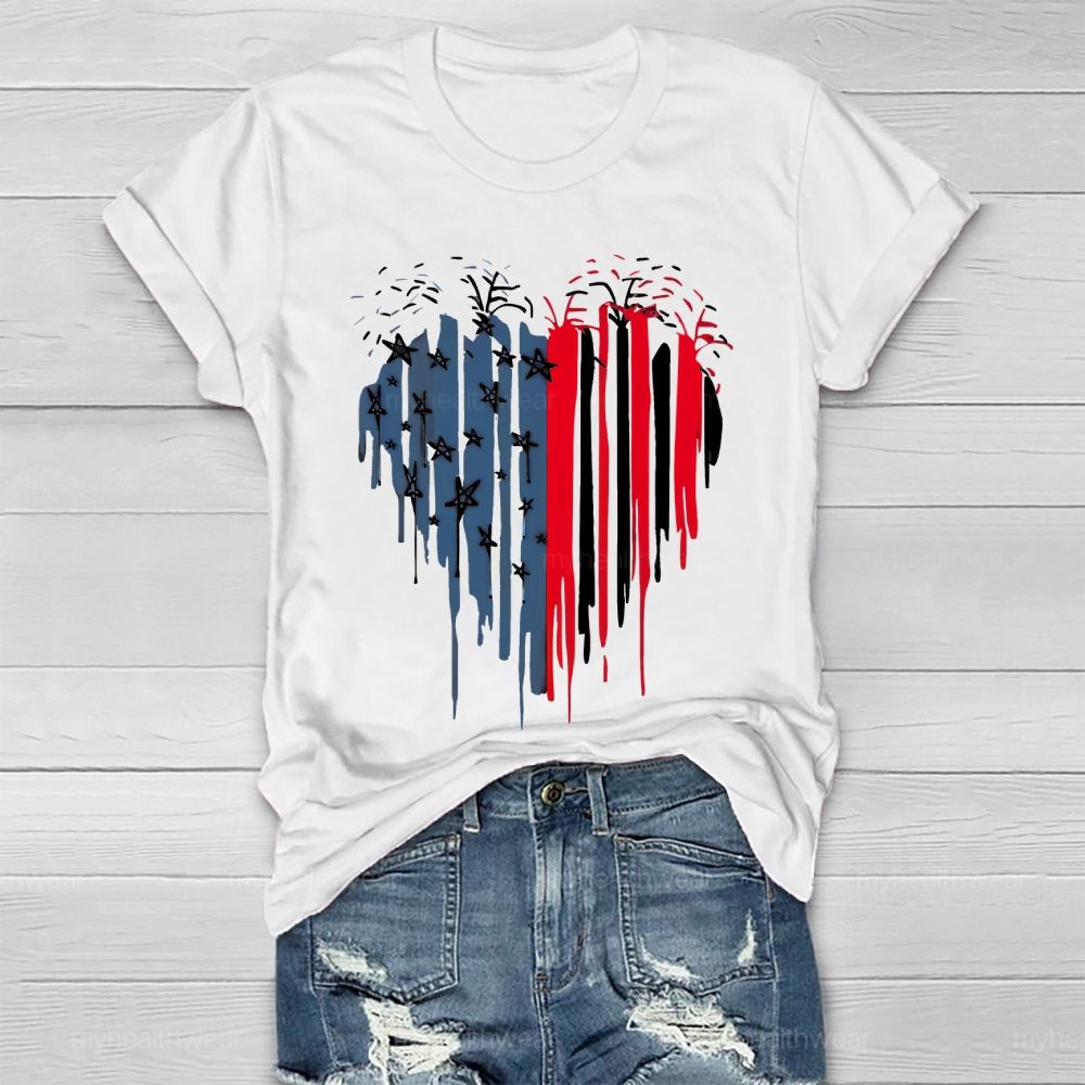 Flag Star Heart Shape  Healthwear T-shirt