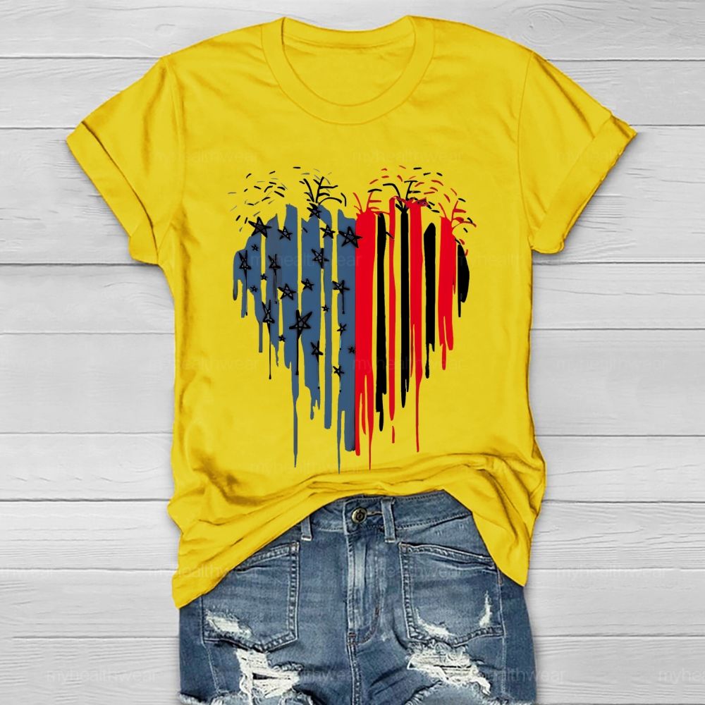 Flag Star Heart Shape  Healthwear T-shirt