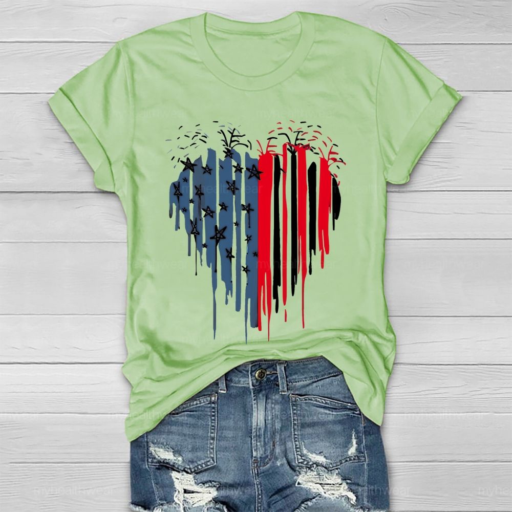 Flag Star Heart Shape  Healthwear T-shirt