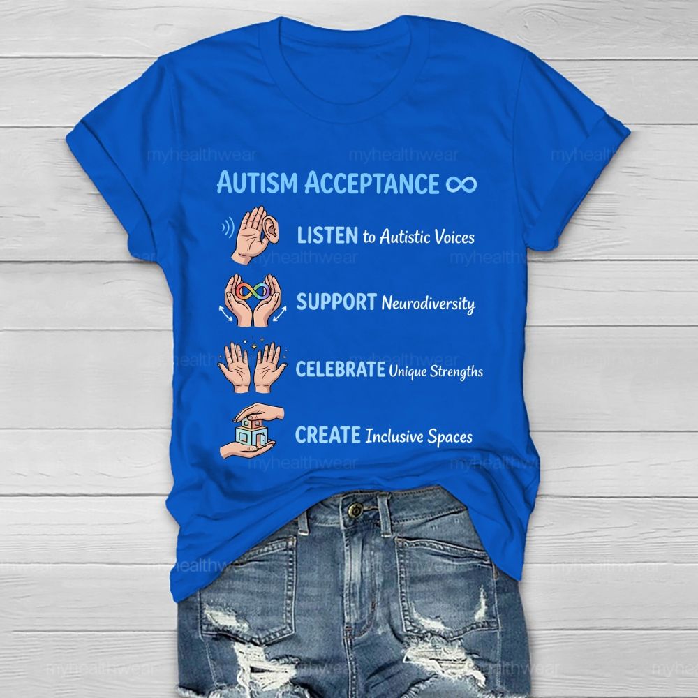 Autism Acceptance  Listen To Autistic Voices   Healthwear T-shirt