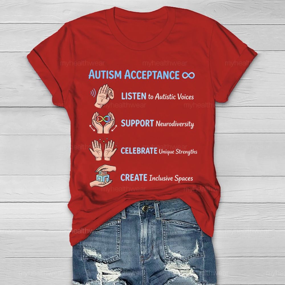Autism Acceptance  Listen To Autistic Voices   Healthwear T-shirt