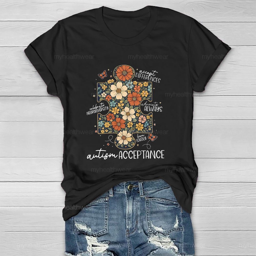 Autism Acceptance  Accept Differences Celebrate Neurodiversity  Healthwear T-shirt