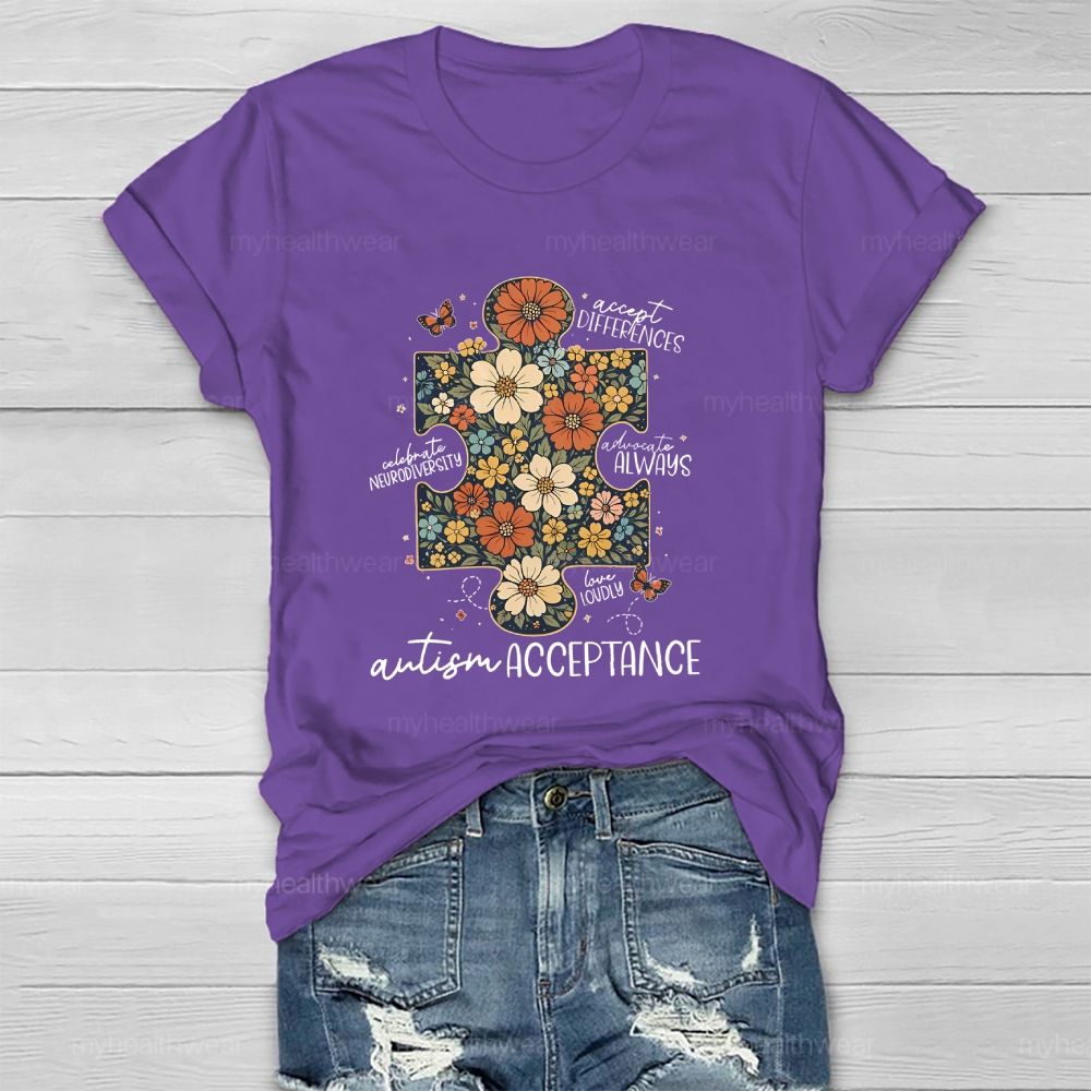 Autism Acceptance  Accept Differences Celebrate Neurodiversity  Healthwear T-shirt
