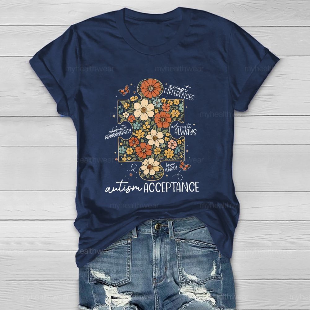 Autism Acceptance  Accept Differences Celebrate Neurodiversity  Healthwear T-shirt