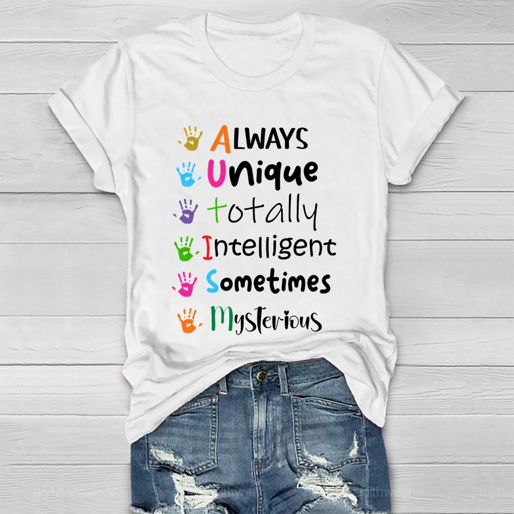 Always Unique Totally Intelligent Sometimes Mysterious Letters  Healthwear T-shirt 2603001587