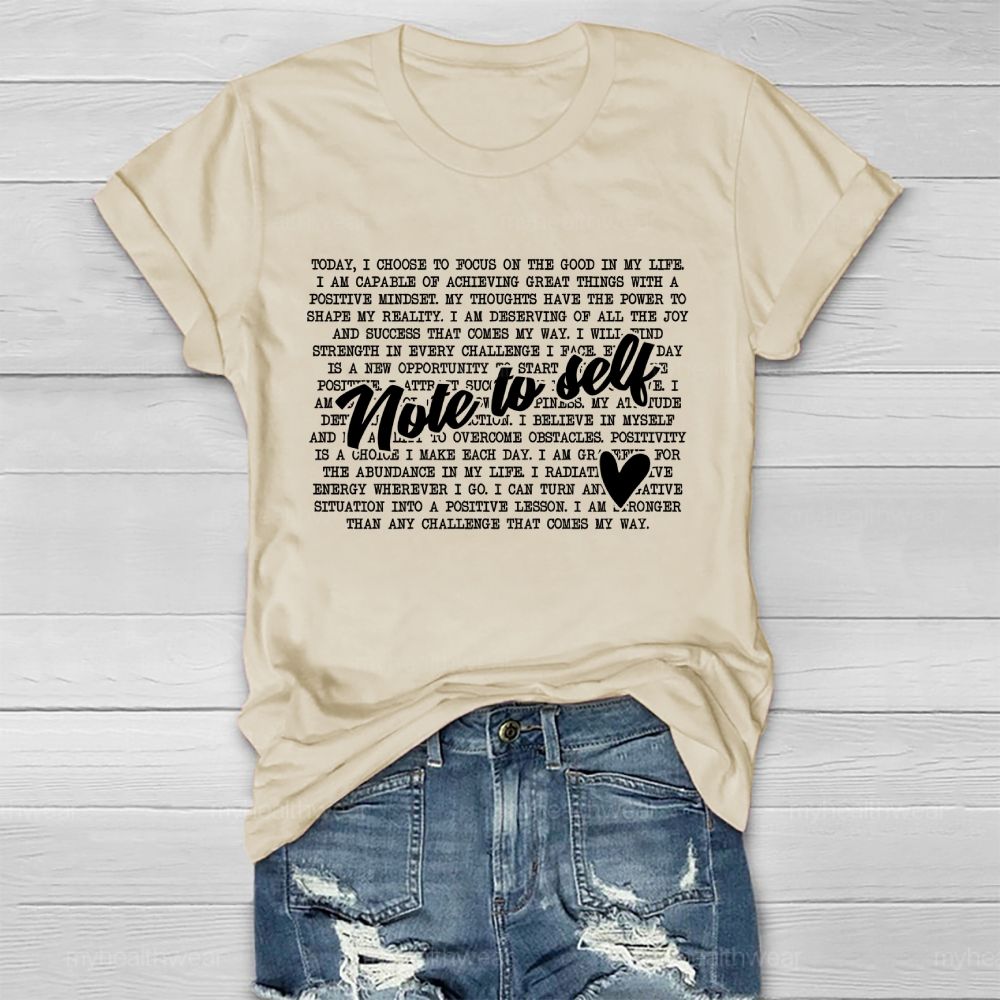 Note To Self  Letters  Healthwear T-shirt