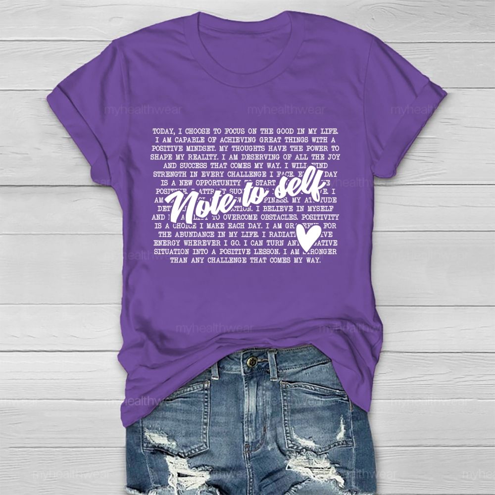 Note To Self  Letters  Healthwear T-shirt