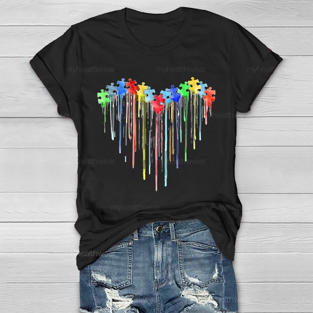 Heart Colorful Puzzle Pattern  Healthwear T-shirt