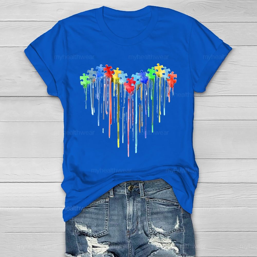 Heart Colorful Puzzle Pattern  Healthwear T-shirt