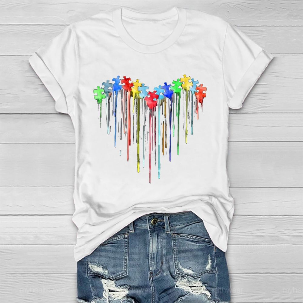 Heart Colorful Puzzle Pattern  Healthwear T-shirt