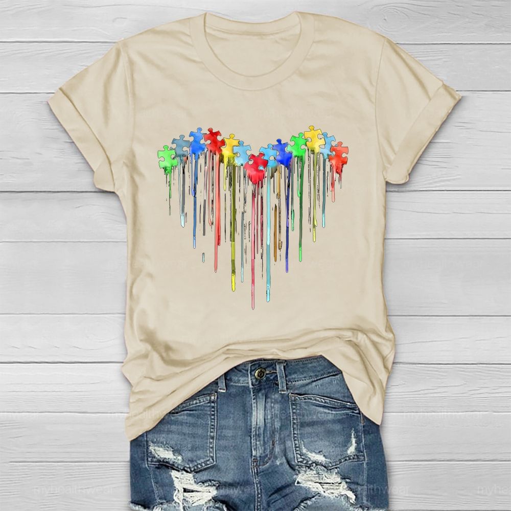 Heart Colorful Puzzle Pattern  Healthwear T-shirt