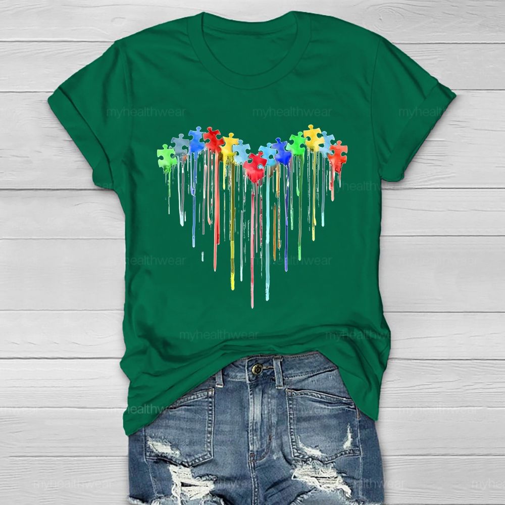 Heart Colorful Puzzle Pattern  Healthwear T-shirt