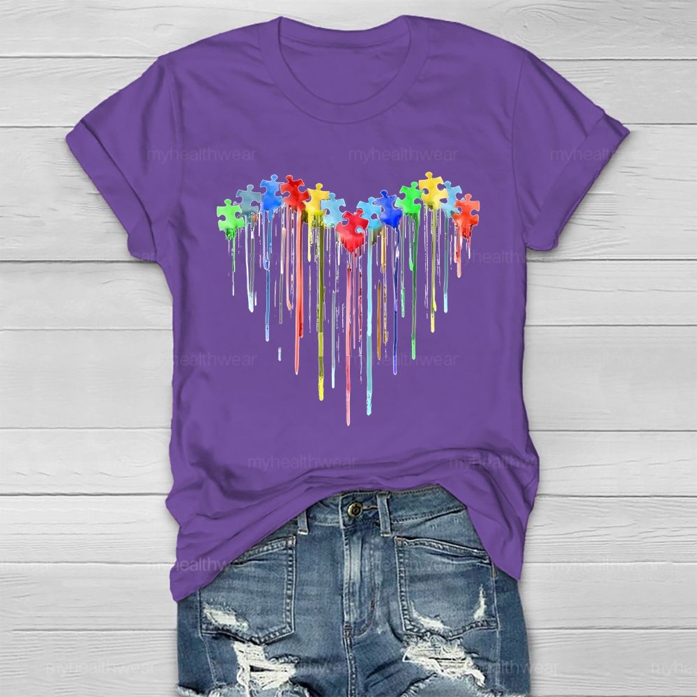 Heart Colorful Puzzle Pattern  Healthwear T-shirt