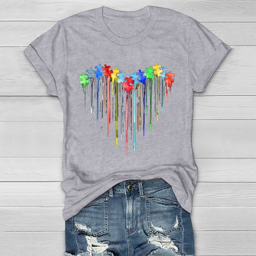 Heart Colorful Puzzle Pattern  Healthwear T-shirt