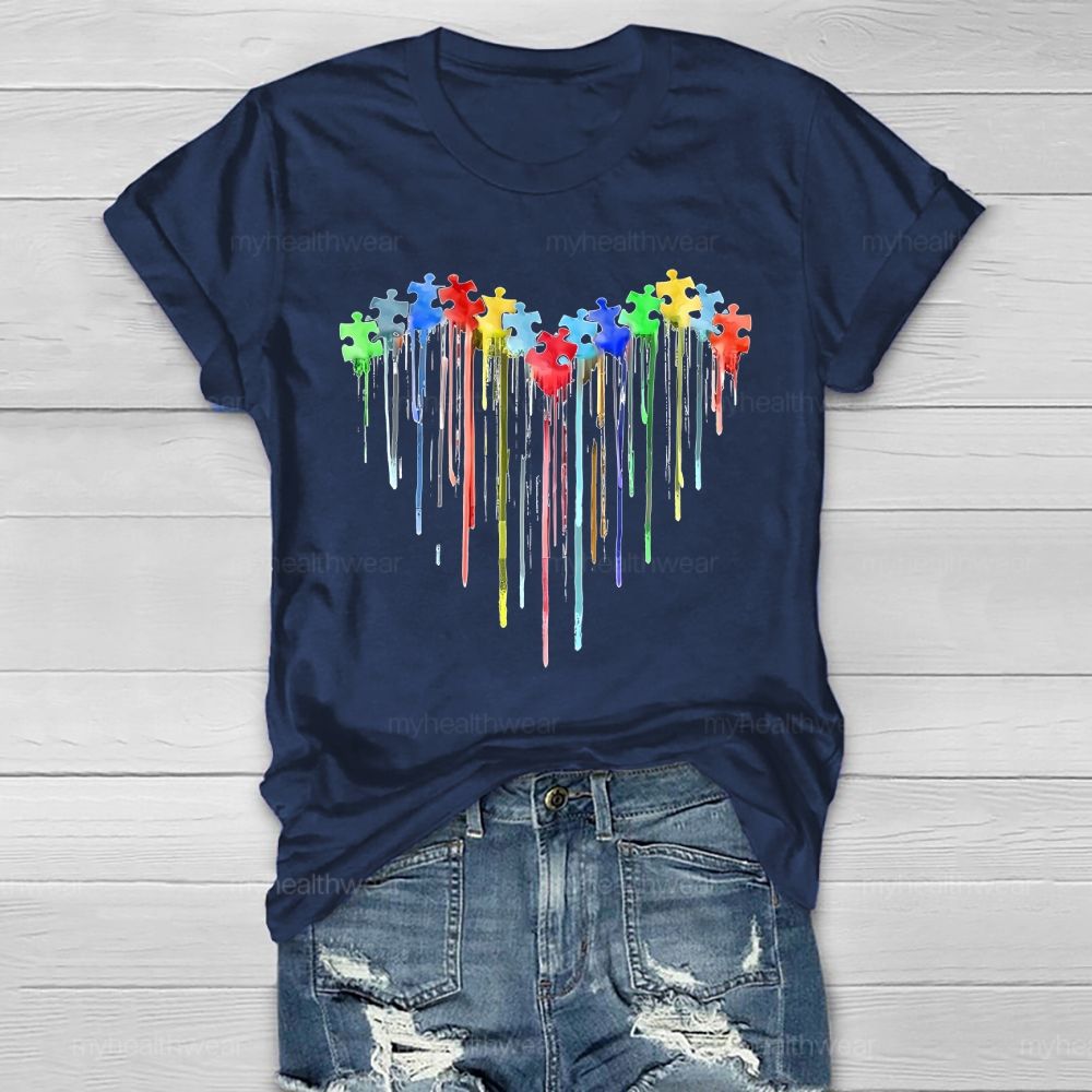 Heart Colorful Puzzle Pattern  Healthwear T-shirt