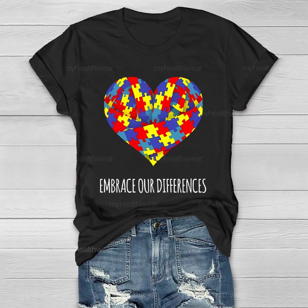 Embrace Our Differences Puzzle Heart  Healthwear T-shirt