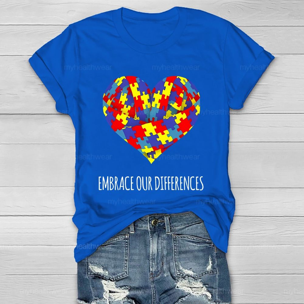Embrace Our Differences Puzzle Heart  Healthwear T-shirt