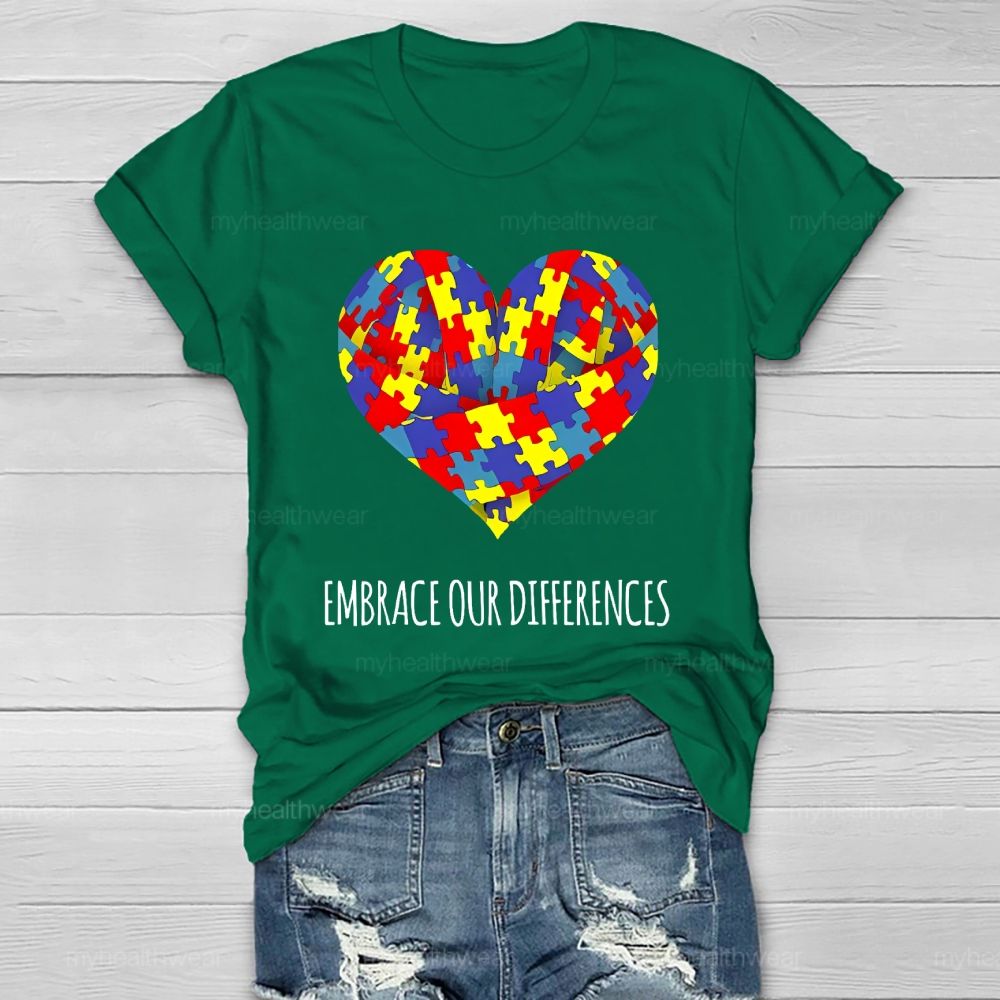 Embrace Our Differences Puzzle Heart  Healthwear T-shirt