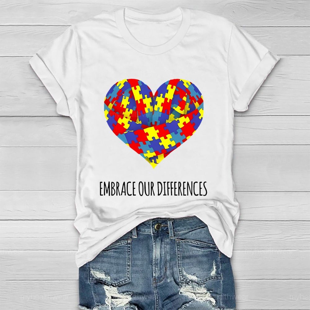 Embrace Our Differences Puzzle Heart  Healthwear T-shirt