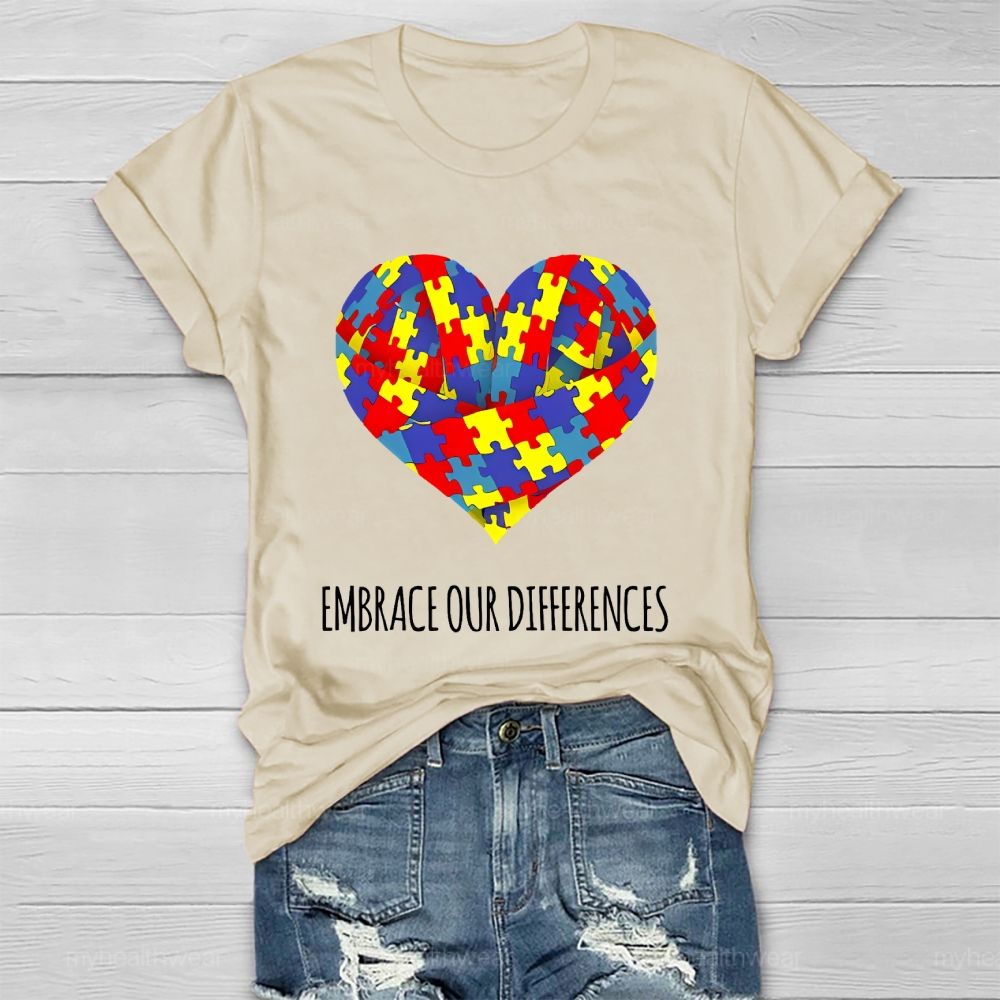 Embrace Our Differences Puzzle Heart  Healthwear T-shirt