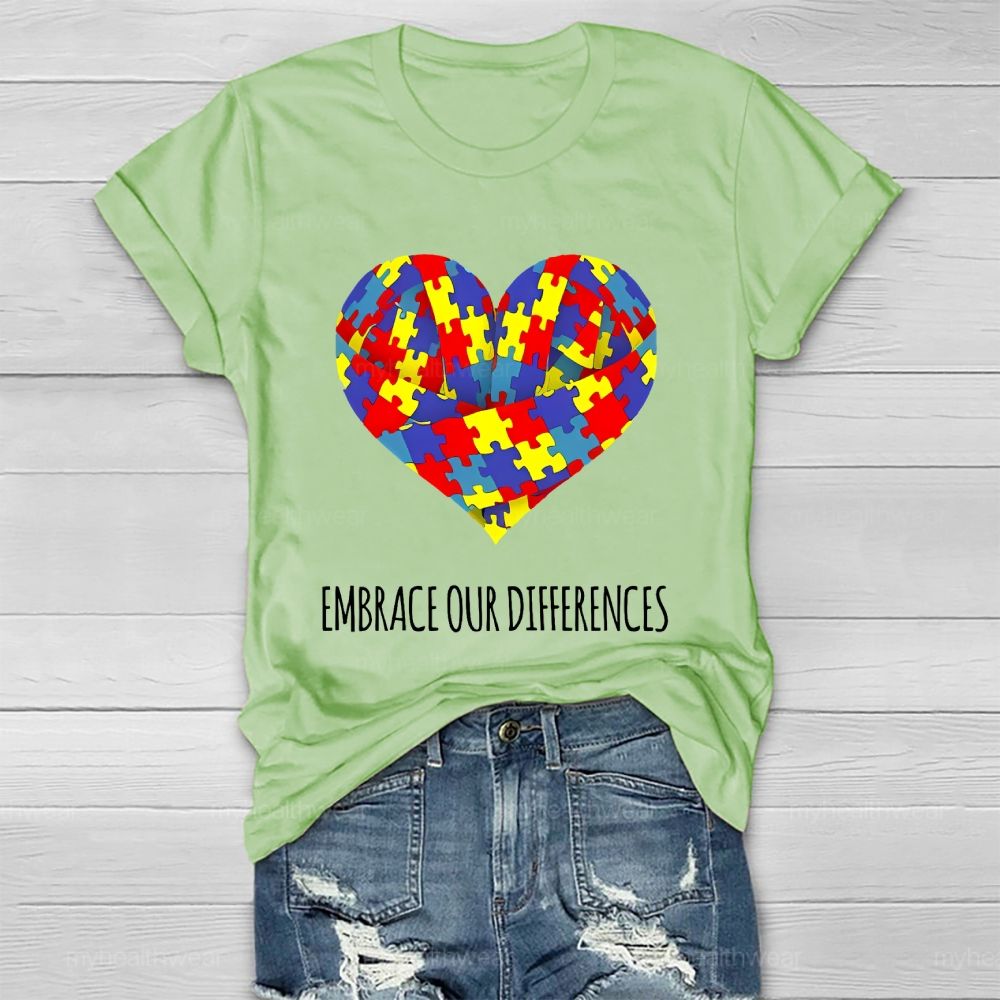 Embrace Our Differences Puzzle Heart  Healthwear T-shirt