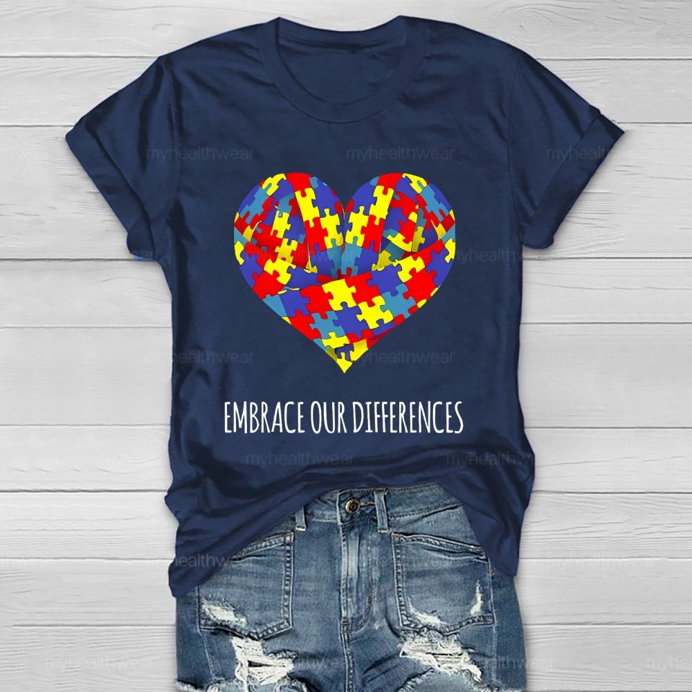 Embrace Our Differences Puzzle Heart  Healthwear T-shirt