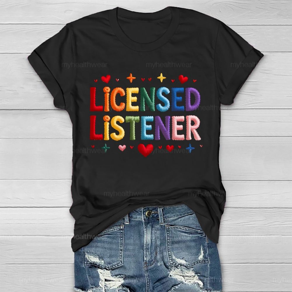 Licensed Listener  Colorful Letters  Healthwear T-shirt