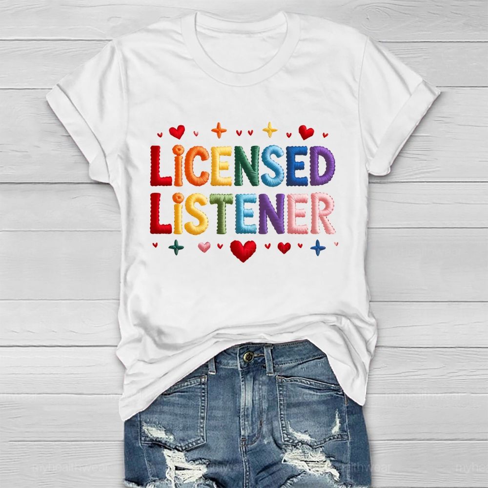 Licensed Listener  Colorful Letters  Healthwear T-shirt