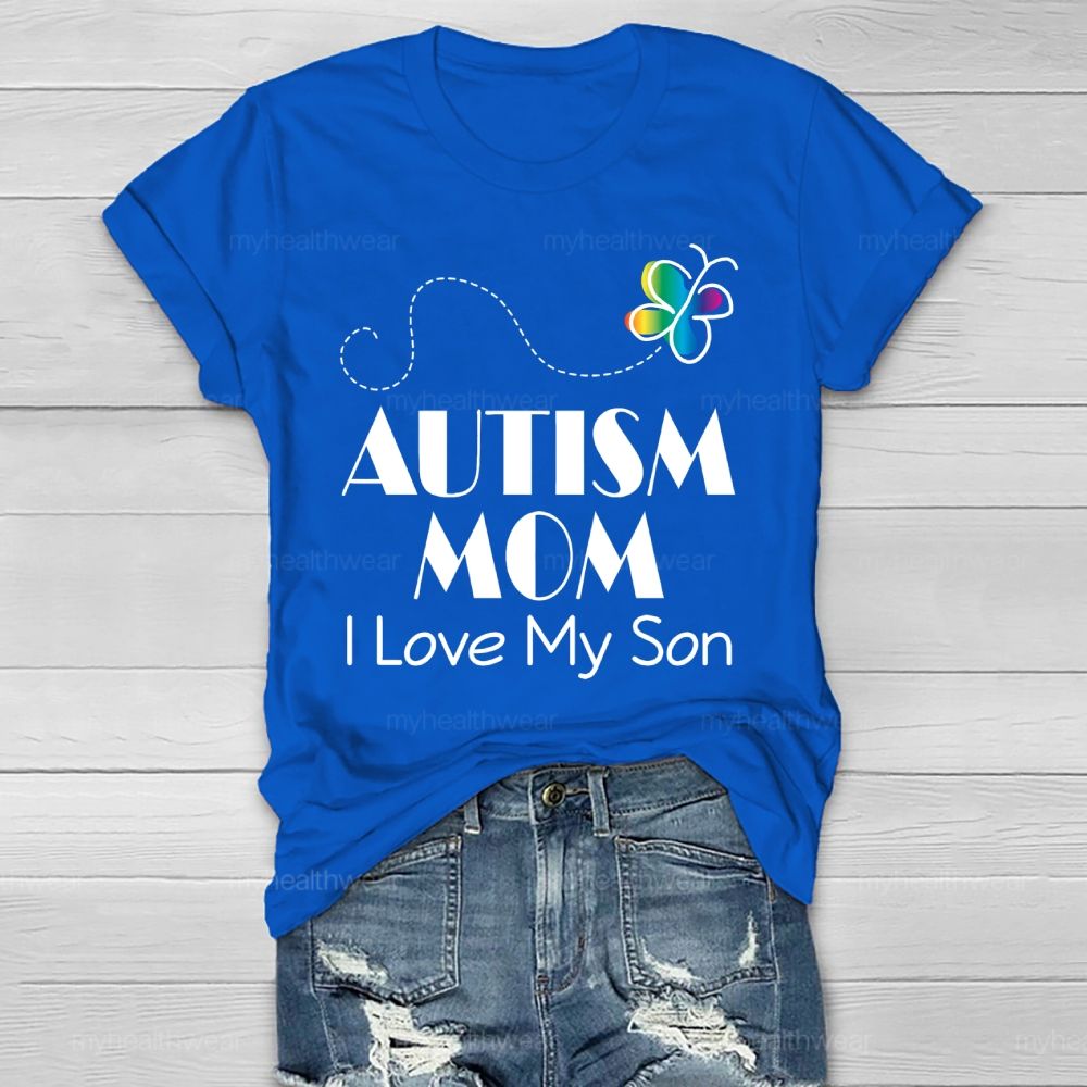 Autism Mom  I Love My Son   Healthwear T-shirt