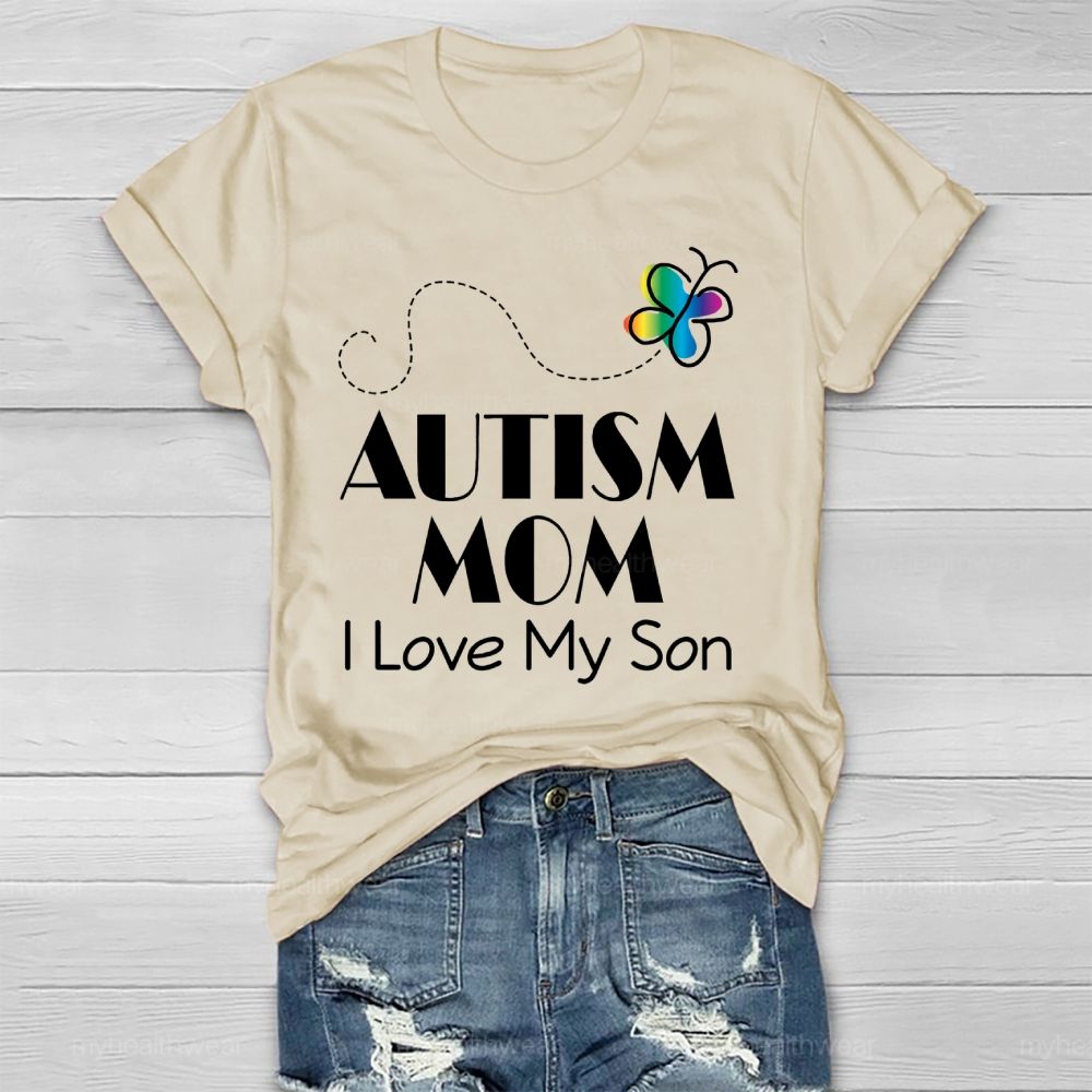 Autism Mom  I Love My Son   Healthwear T-shirt