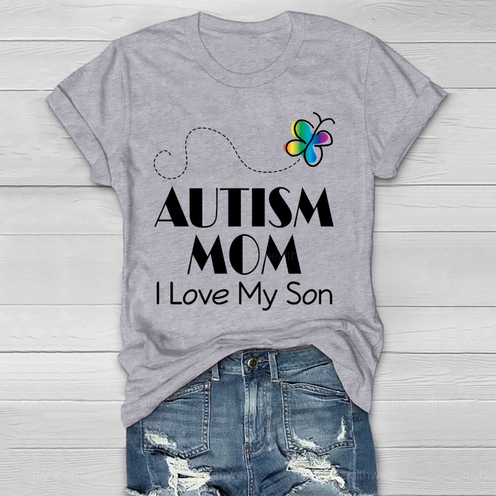 Autism Mom  I Love My Son   Healthwear T-shirt