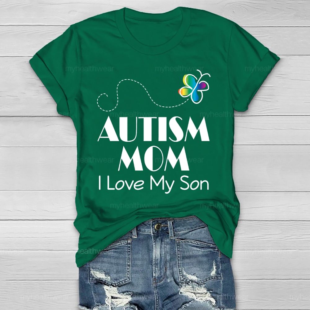 Autism Mom  I Love My Son   Healthwear T-shirt