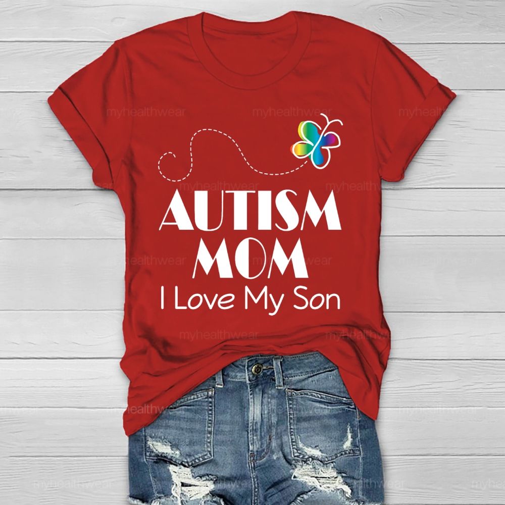 Autism Mom  I Love My Son   Healthwear T-shirt