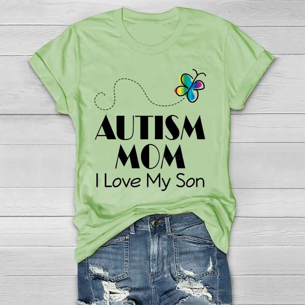 Autism Mom  I Love My Son   Healthwear T-shirt