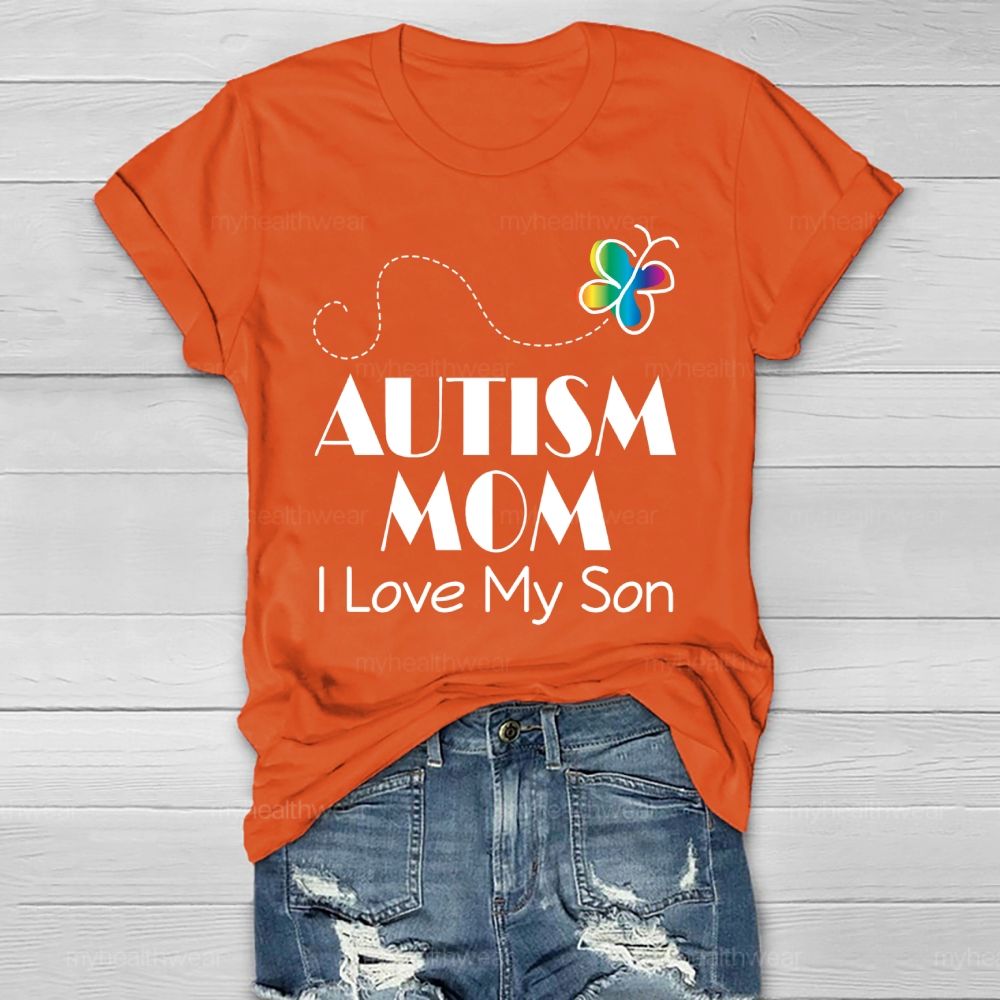 Autism Mom  I Love My Son   Healthwear T-shirt