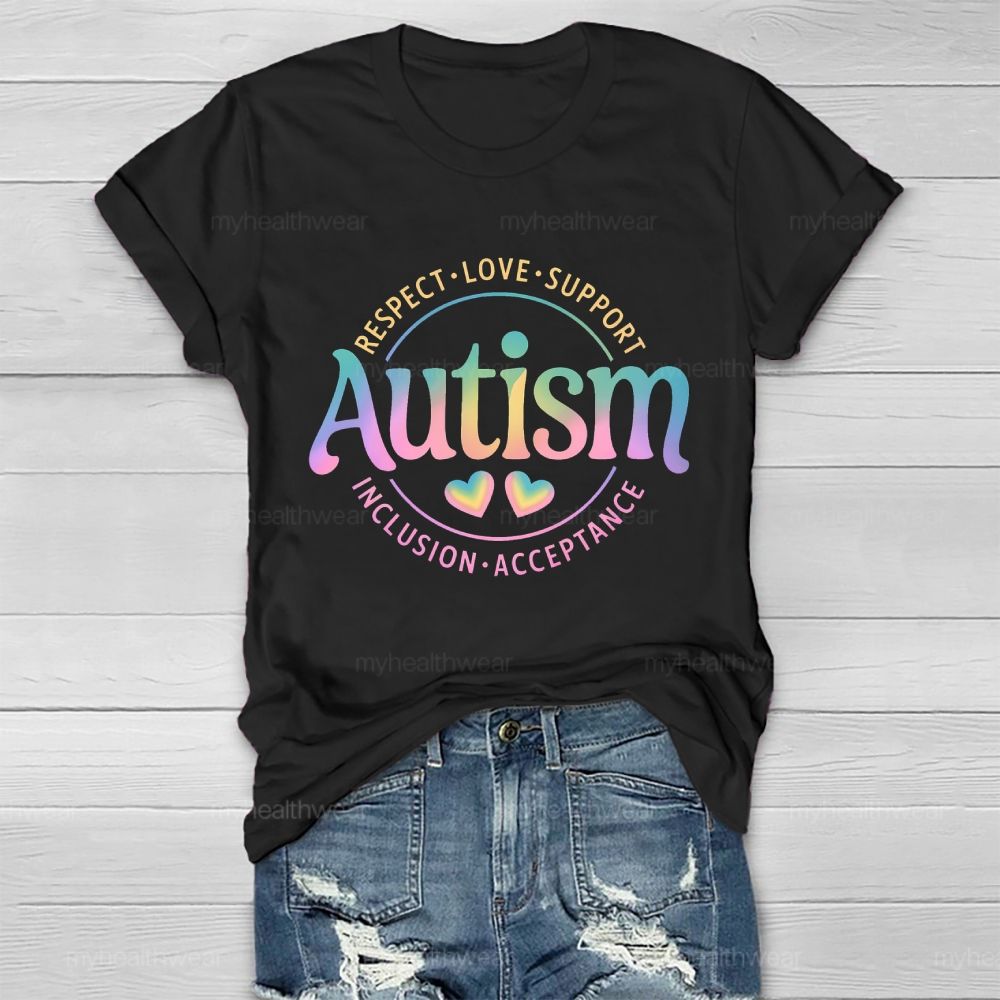 Autism   Respect  Love  Support  Inclusion  Acceptance  Pattern  Healthwear T-shirt