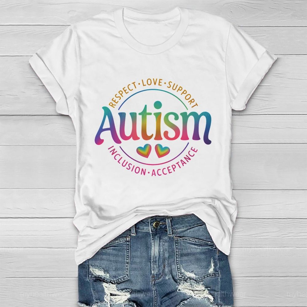 Autism   Respect  Love  Support  Inclusion  Acceptance  Pattern  Healthwear T-shirt
