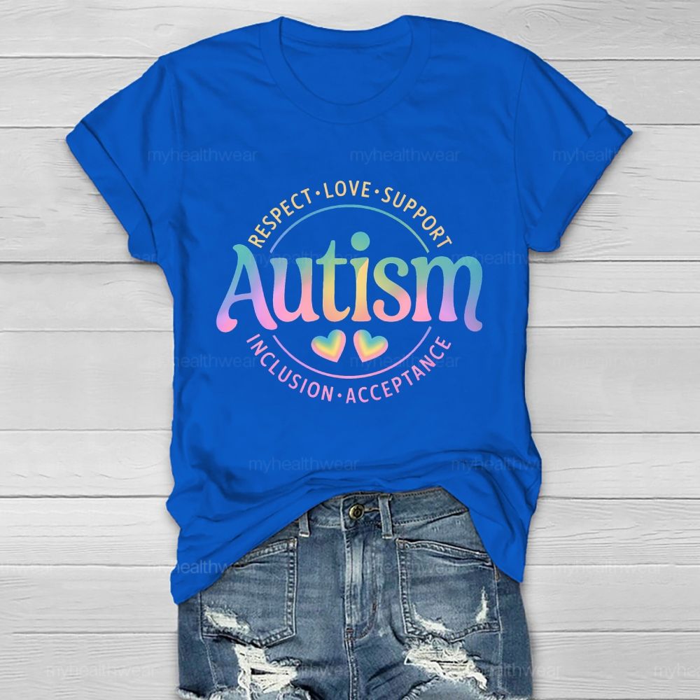 Autism   Respect  Love  Support  Inclusion  Acceptance  Pattern  Healthwear T-shirt