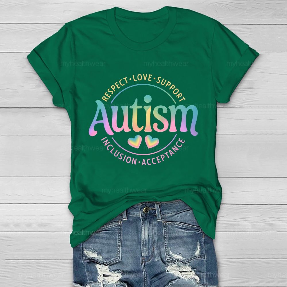 Autism   Respect  Love  Support  Inclusion  Acceptance  Pattern  Healthwear T-shirt
