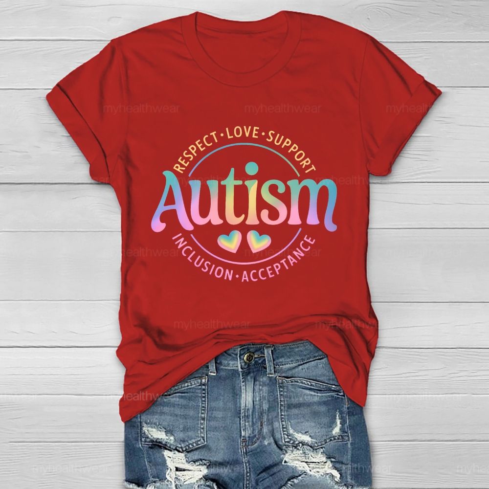 Autism   Respect  Love  Support  Inclusion  Acceptance  Pattern  Healthwear T-shirt