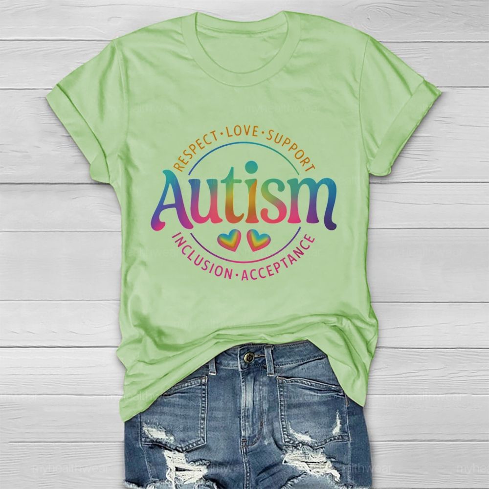 Autism   Respect  Love  Support  Inclusion  Acceptance  Pattern  Healthwear T-shirt