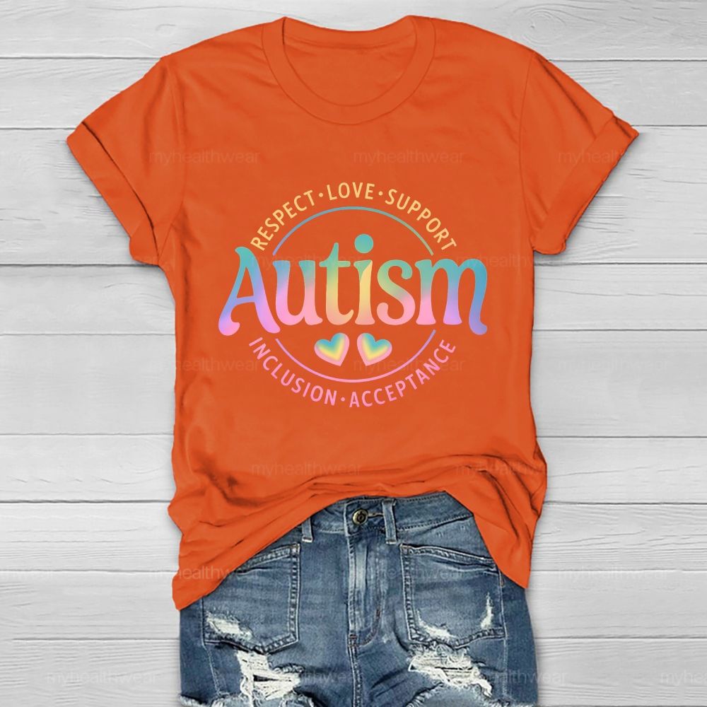 Autism   Respect  Love  Support  Inclusion  Acceptance  Pattern  Healthwear T-shirt