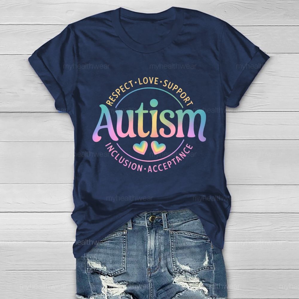 Autism   Respect  Love  Support  Inclusion  Acceptance  Pattern  Healthwear T-shirt