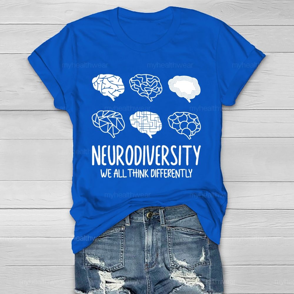 Neurodiversity We All Think Differently  Pattern  Healthwear T-shirt
