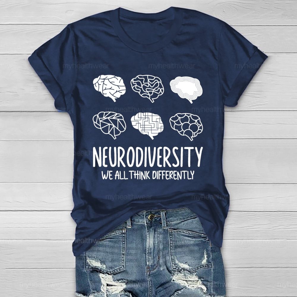 Neurodiversity We All Think Differently  Pattern  Healthwear T-shirt