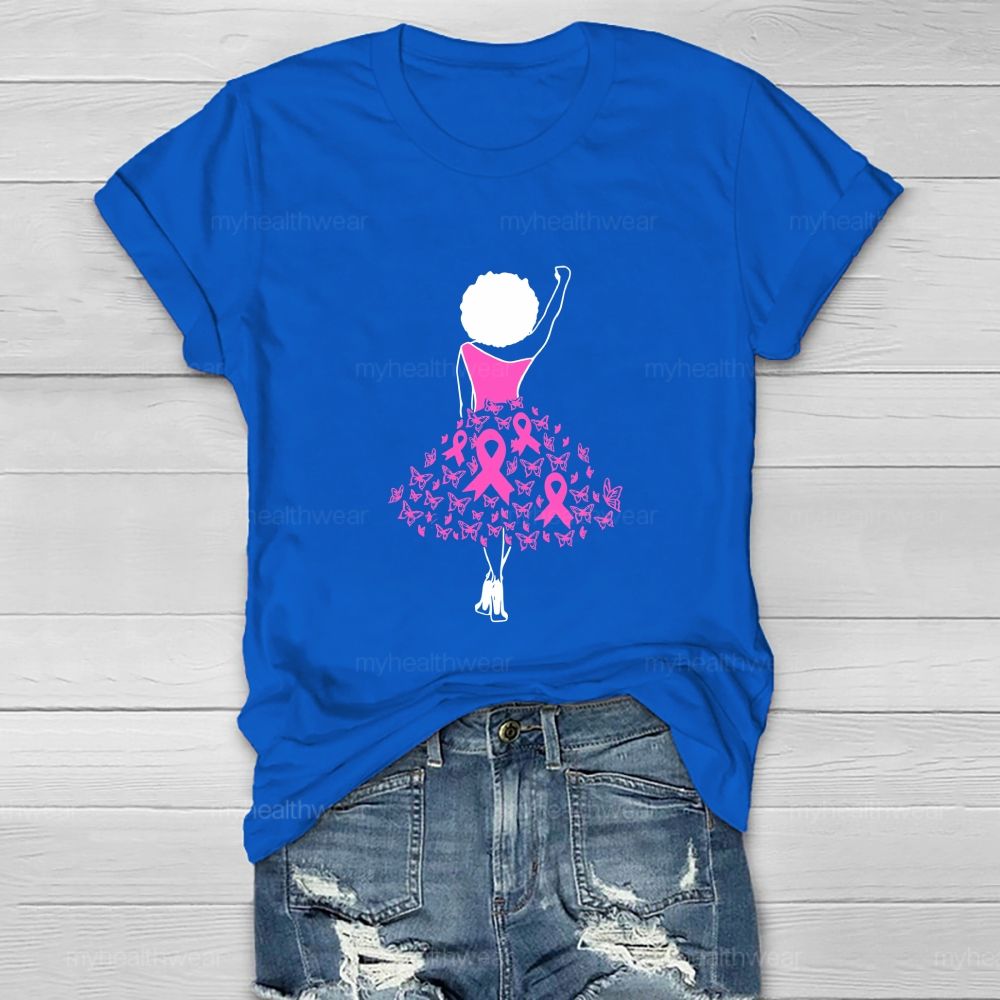 Go Fighting Stand With Her Pink Ribbon Dress Healthwear T-shirt