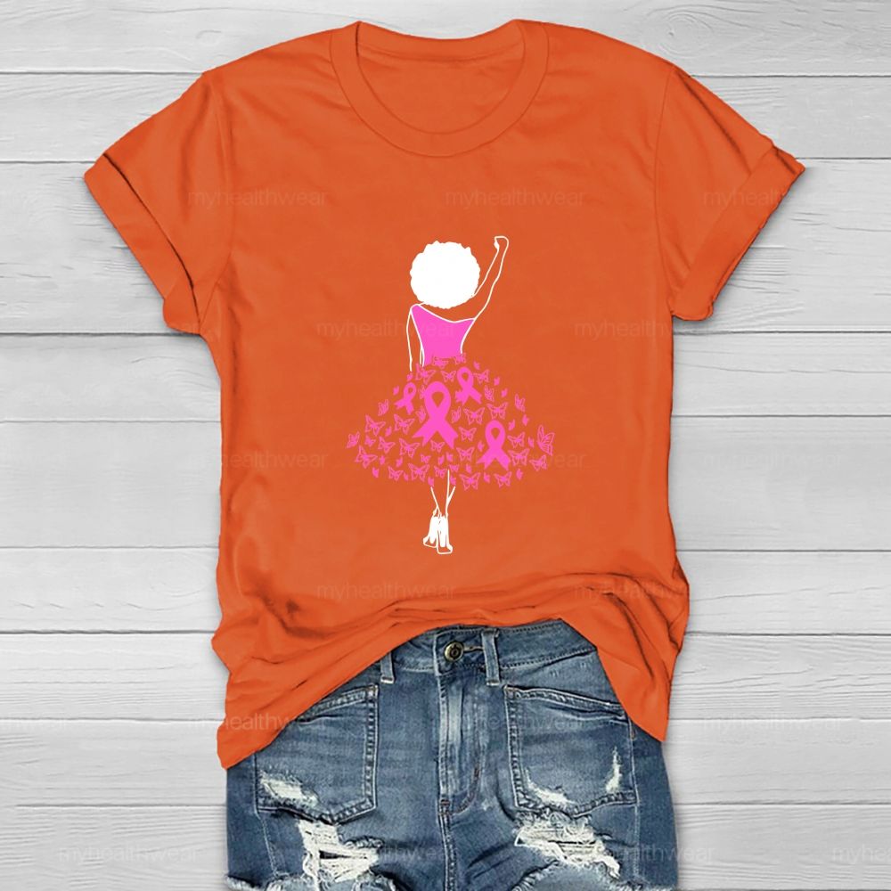 Go Fighting Stand With Her Pink Ribbon Dress Healthwear T-shirt
