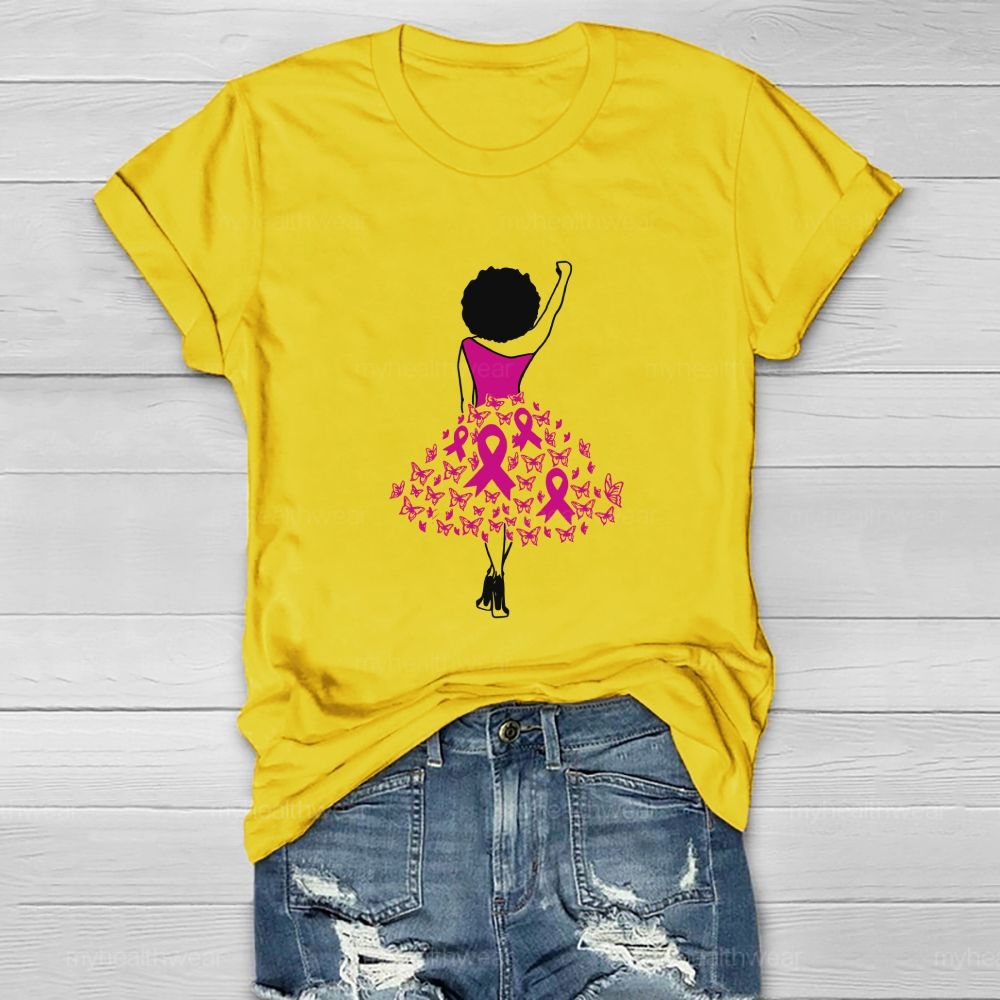 Go Fighting Stand With Her Pink Ribbon Dress Healthwear T-shirt