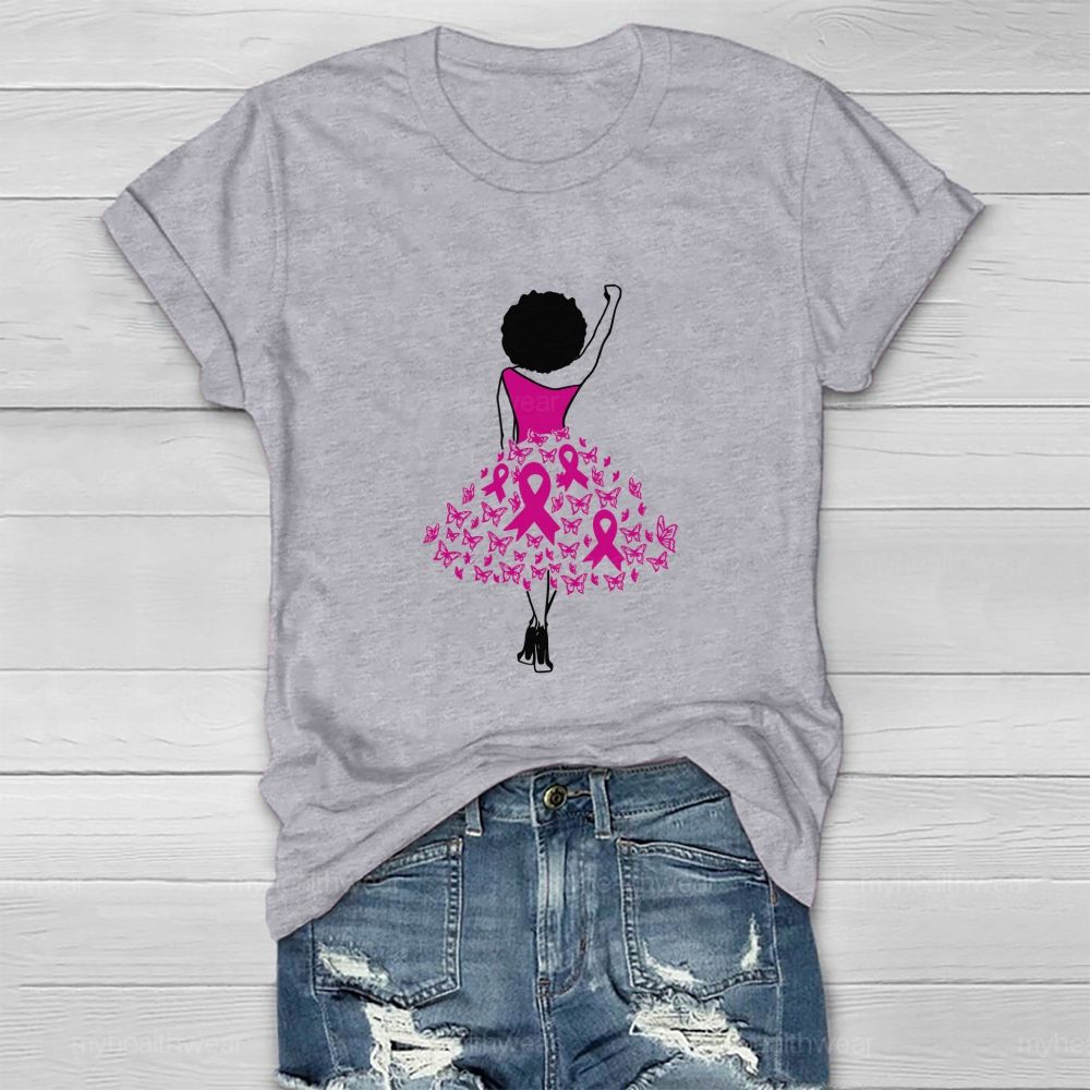 Go Fighting Stand With Her Pink Ribbon Dress Healthwear T-shirt